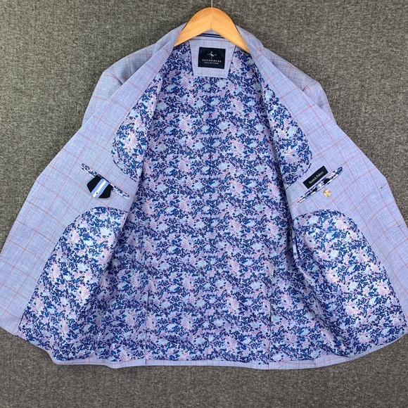 Tailorbyrd Blazer Jacket Men 42R Windowpane Sport Coat Floral Lined NEW - Picture 2 of 16